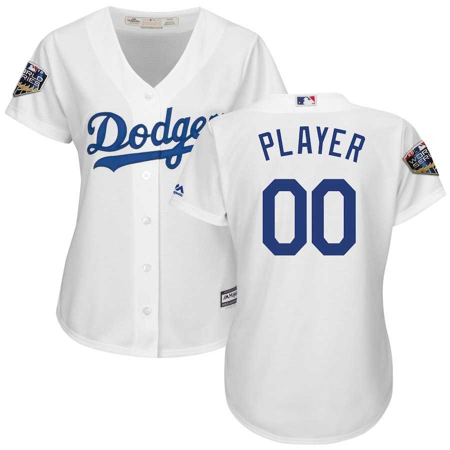 Women Dodgers White 2018 World Series Flexbase Customized Jersey,We sell and wholesale Women Dodgers White 2018 World Series Flexbase Customized Jersey on line form chian!